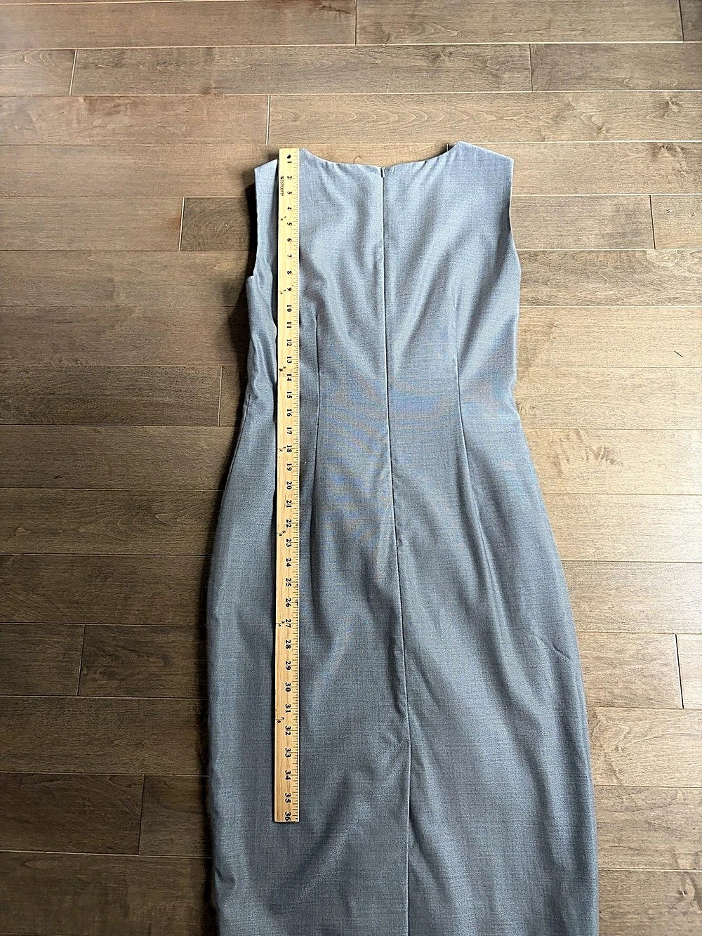 Max Mara Grey Ruched Midi Dress Wool/Silk Blend sz 6-8 - Picture 3 of 5
